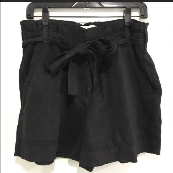 Joie Dayna Paperbag shorts linen black size 4 Bermuda - Picture 1 of 11